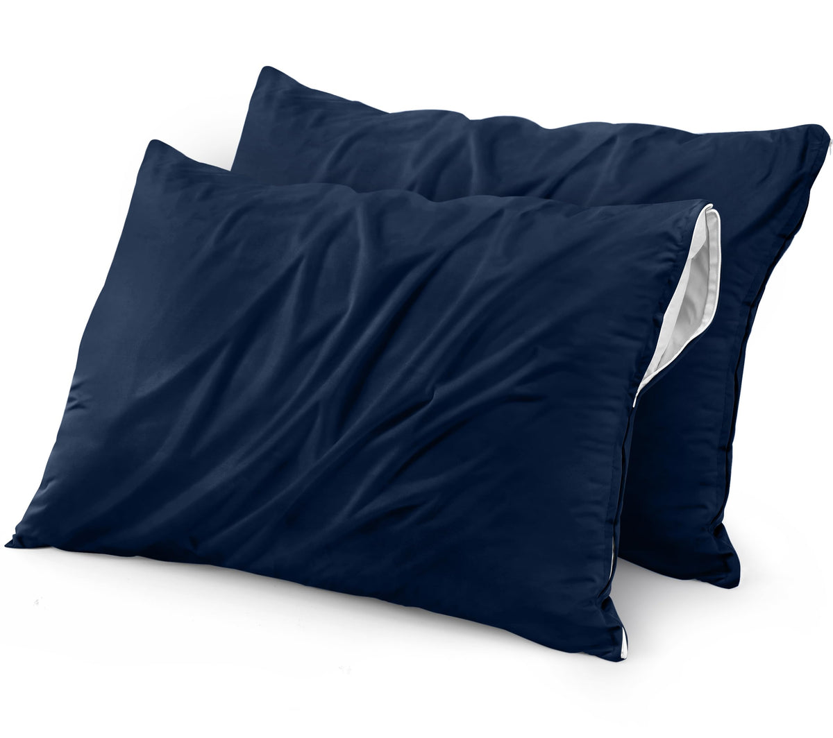 Utopia Bedding Waterproof Pillow Protectors Zippered (2 Pack, Navy) Queen Size, Zippered Pillowcases, Bed Bug Proof Pillow Encas