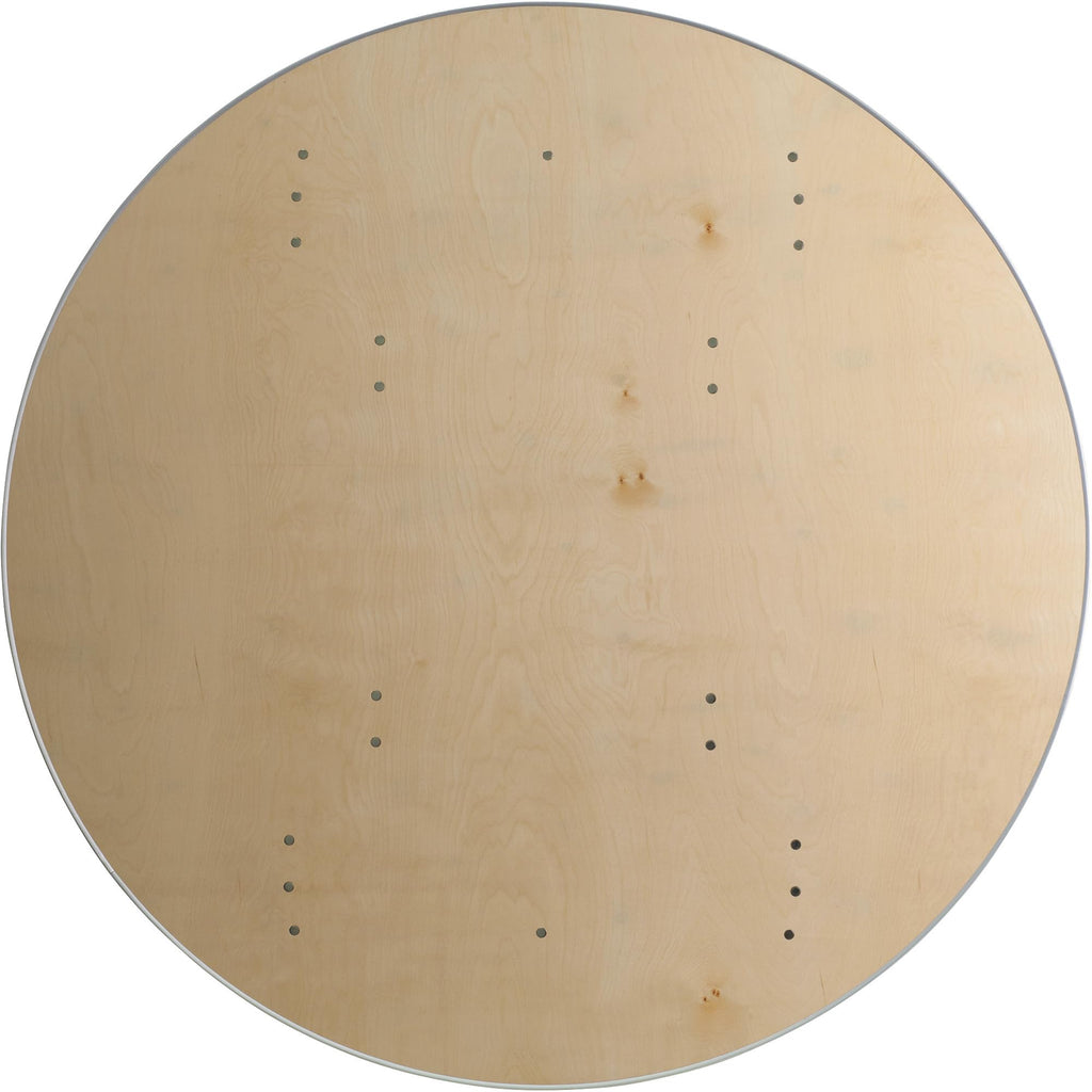 Flash Furniture Fielder 5-Foot Round HEAVY DUTY Birchwood Folding Banquet Table with METAL Edges, Natural