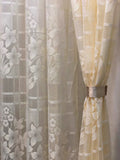 Fabrilia Heavy Polyester Net Semi Transparent Fancy Eyelet Curtain, Floral Design, Cream, Door 4 Feet X 7 Feet, Pack Of 2 Pcs(E