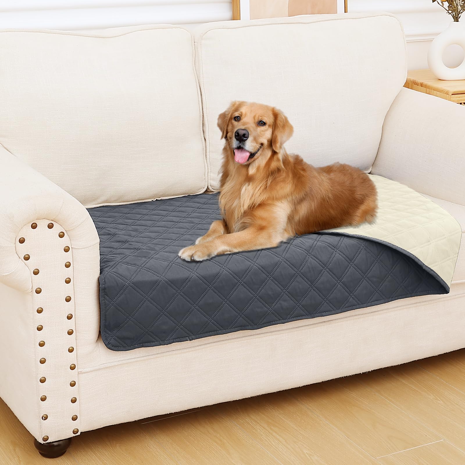 Smiry Waterproof Dog Bed Cover Pet Blanket, Soft Washable Dog Blanket for Furniture Bed Couch Sofa Reversible, Checkered (30x53,