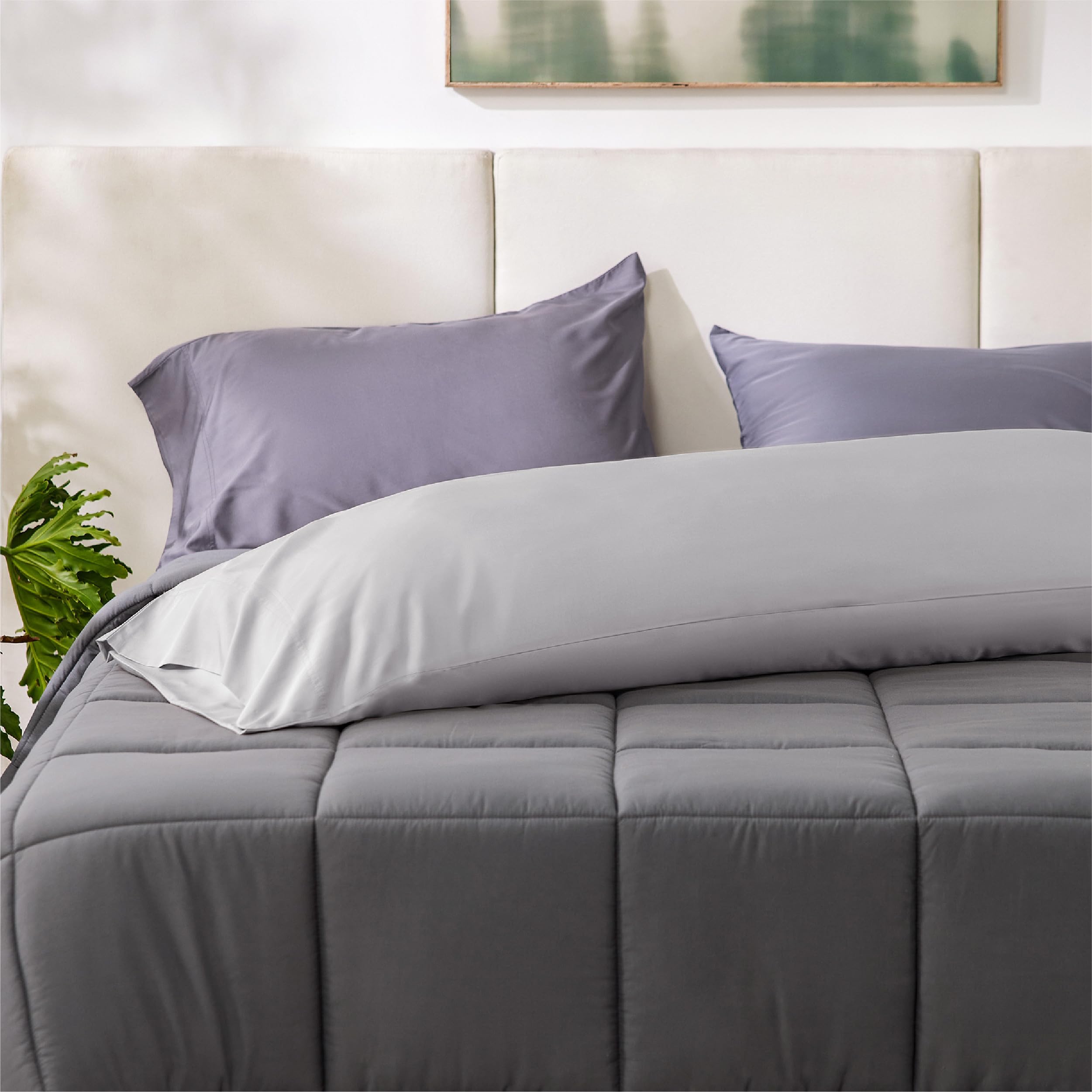 Bedsure Body Pillow Cover - Light Grey Long Cooling Pillow Cases, 100% Rayon Derived From Bamboo, Soft & Breathable Body Pillowcase With Envelope Closure, Gifts For Women Or Men, 1 Pack, 20X54 Inches