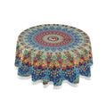 Qilmy Mandala Outdoor Tablecloth 60 Inch Waterproof Round Tablecloth With Umbrella Hole And Zipper For Backyard Party Bbq Decor