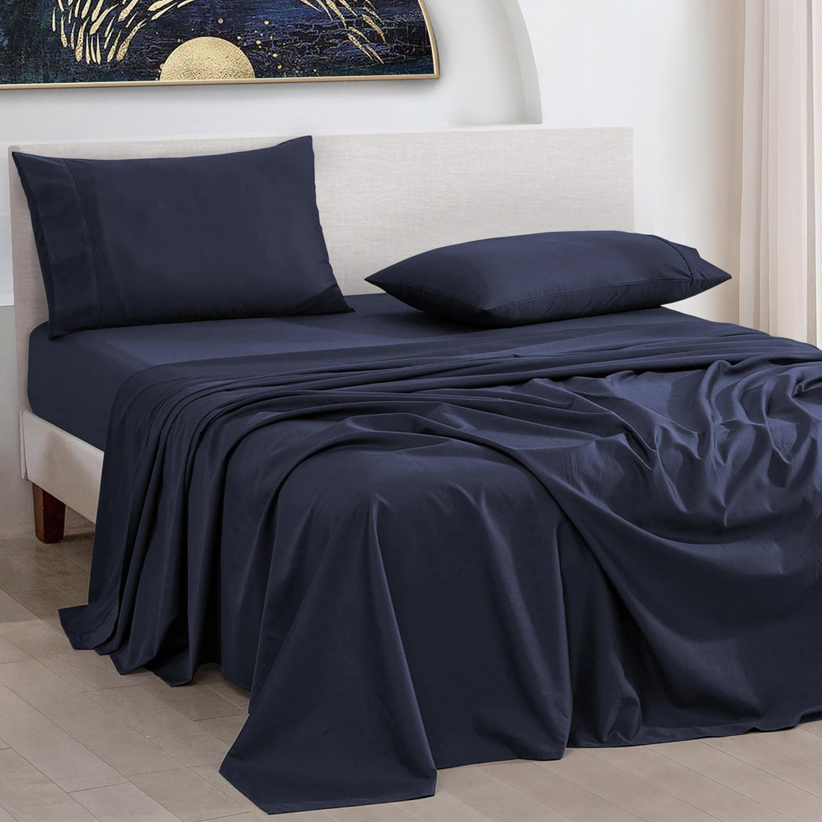 URBANHUT 1000 Thread Count 100% Solid Cotton Twin Sheet Set, Luxury Bedding Set for Twin Size Bed, All Season Sateen Weave Hotel