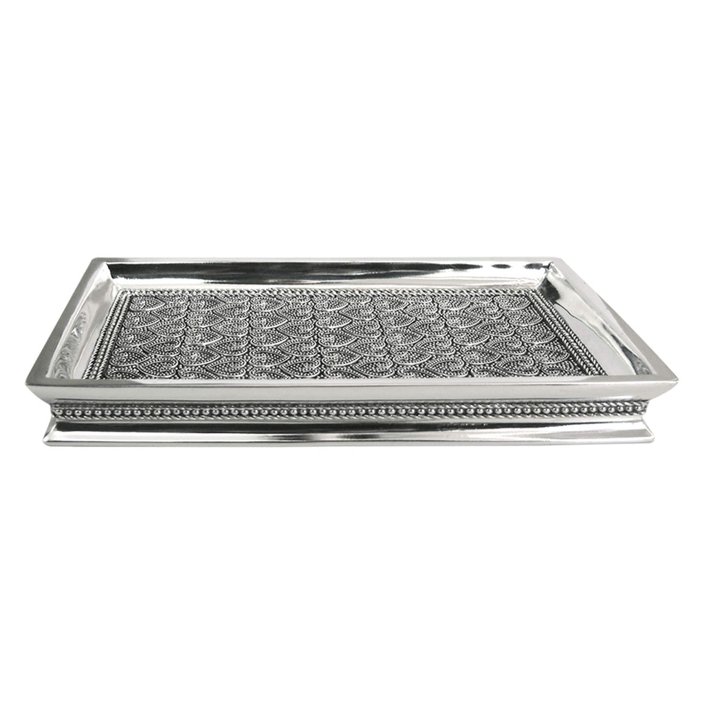 nu steel Beaded Heart Resin Storage Organizer Tray for Bathroom Vanity Countertops, Closets, Dressers - Holder for Watches, Earr
