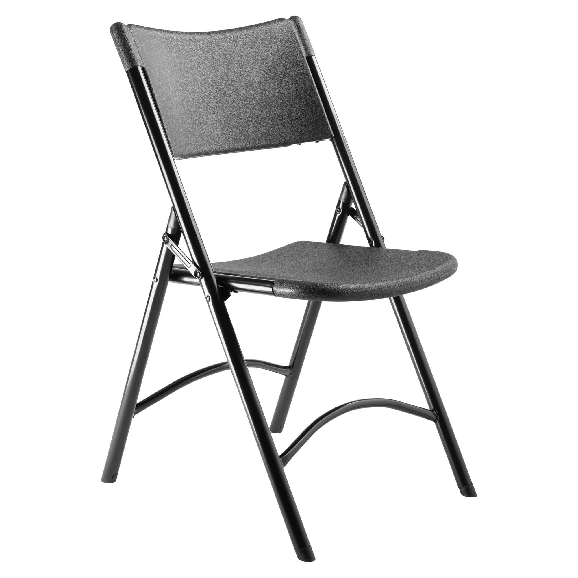 National Public Seating 600 Series Heavy Duty Plastic Lightweight Portable Folding Chair with Steel Frame and 2 Cross Braces, Bl