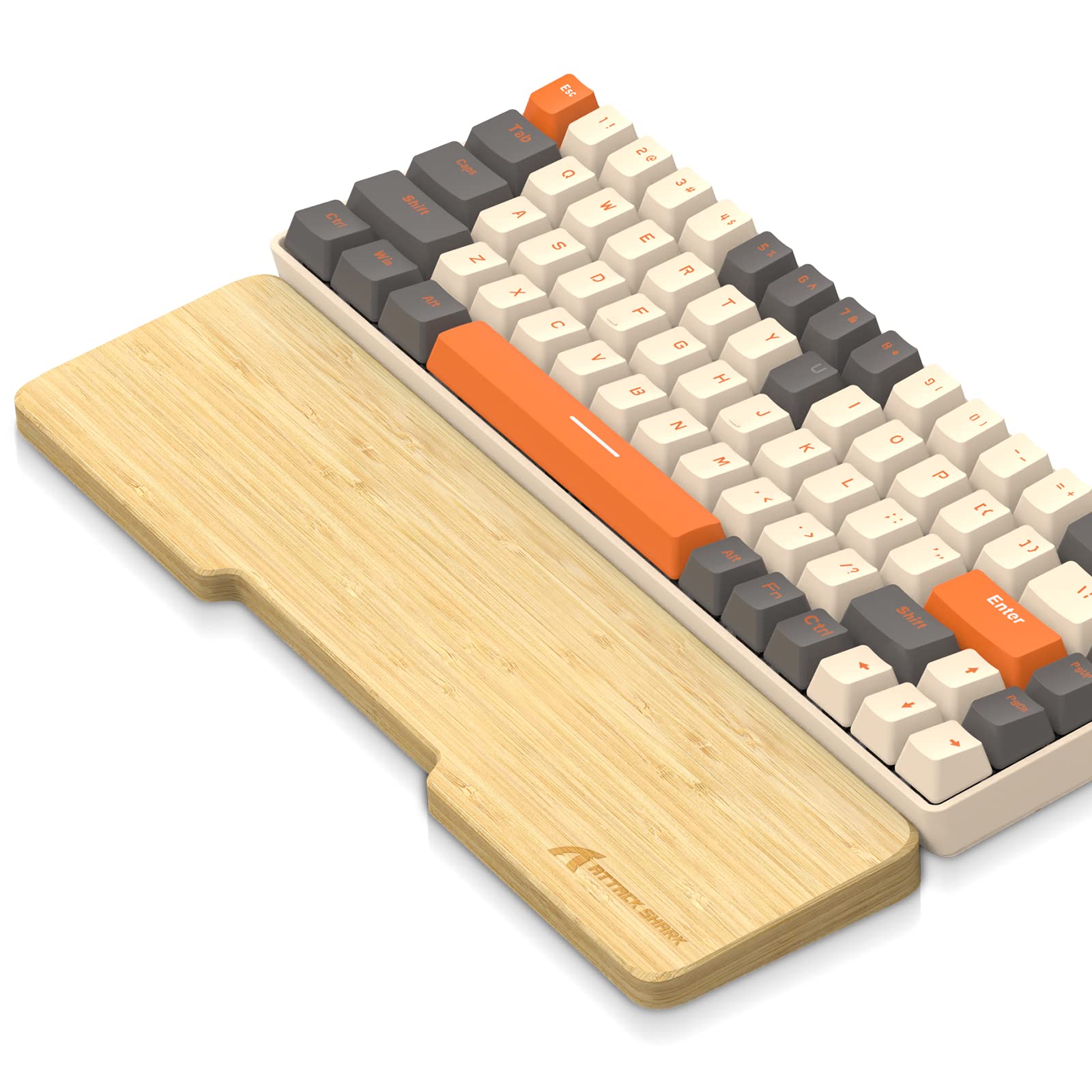 Attack Shark Bamboo Wrist Rest For Computer Keyboard,Ergonomic Hard Palm Rest For Comfortable Typing Pain Relief,Anti-Slip Wrist