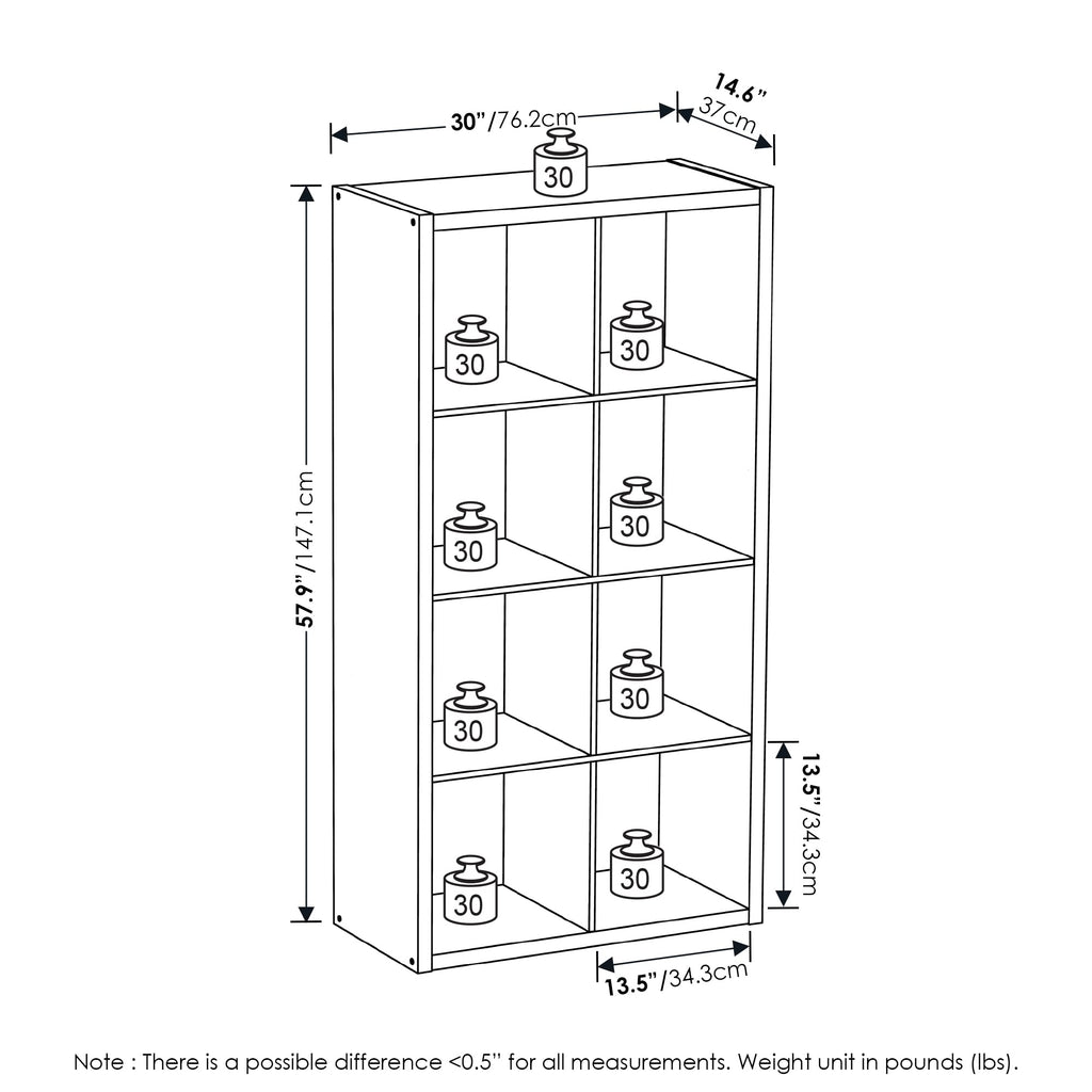 Furinno Cubicle Open Back Decorative Cube Storage Organizer, 8-Cube, Light Grey