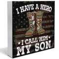 Army Mom Gifts, Gifts for Usmc, Army, Navy Mom, Welcome Home Decorations Home Office Wood Desk Sign for Table Shelf 5 x 5 Inches