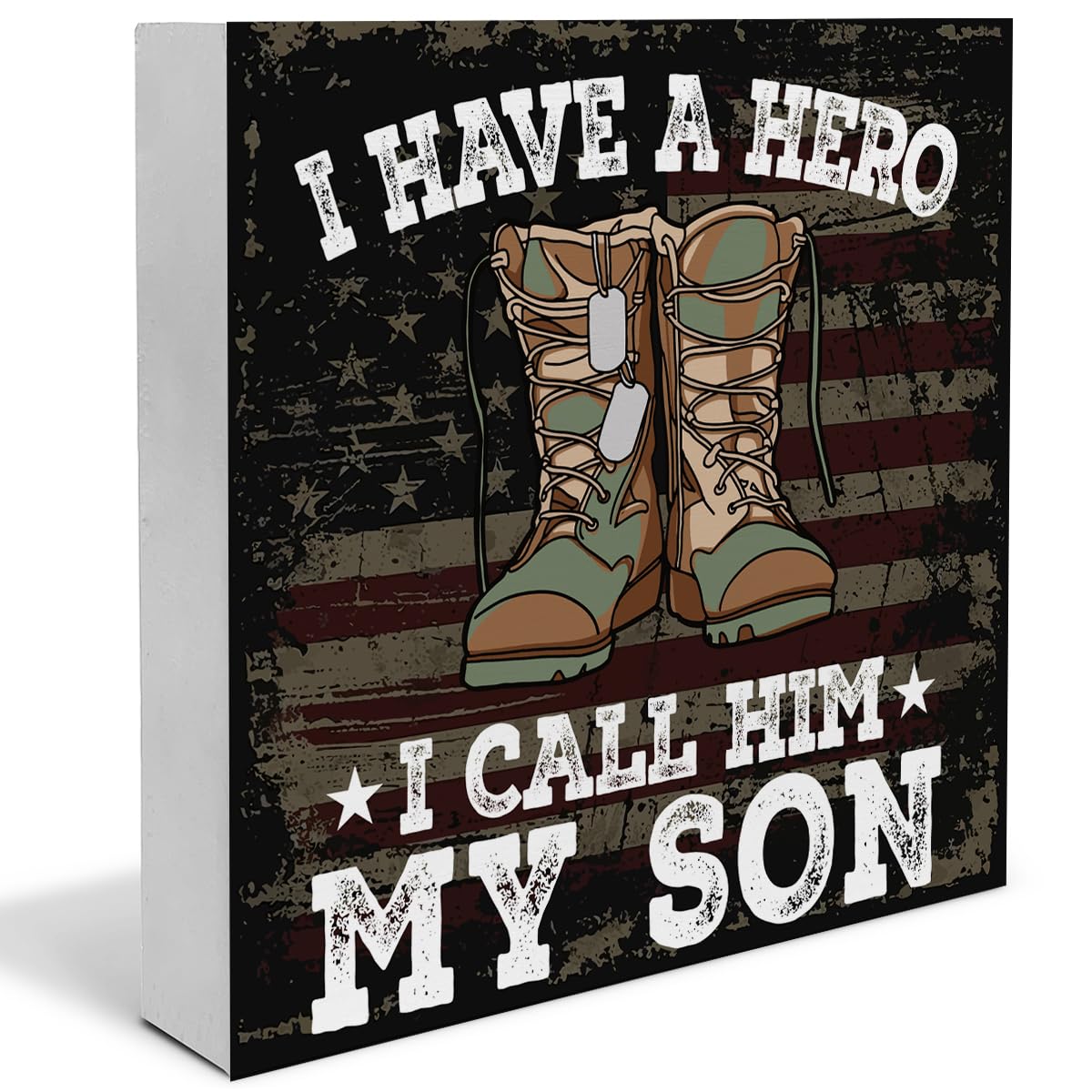 Army Mom Gifts, Gifts for Usmc, Army, Navy Mom, Welcome Home Decorations Home Office Wood Desk Sign for Table Shelf 5 x 5 Inches