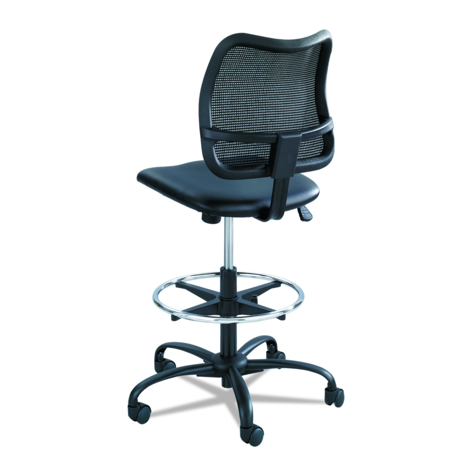 Safco Rolling Chair, Extended Height, Black Vinyl Mesh, Adjustable Height, Supportive Back and Ergonomic Design, 250 lbs Capacity, Black