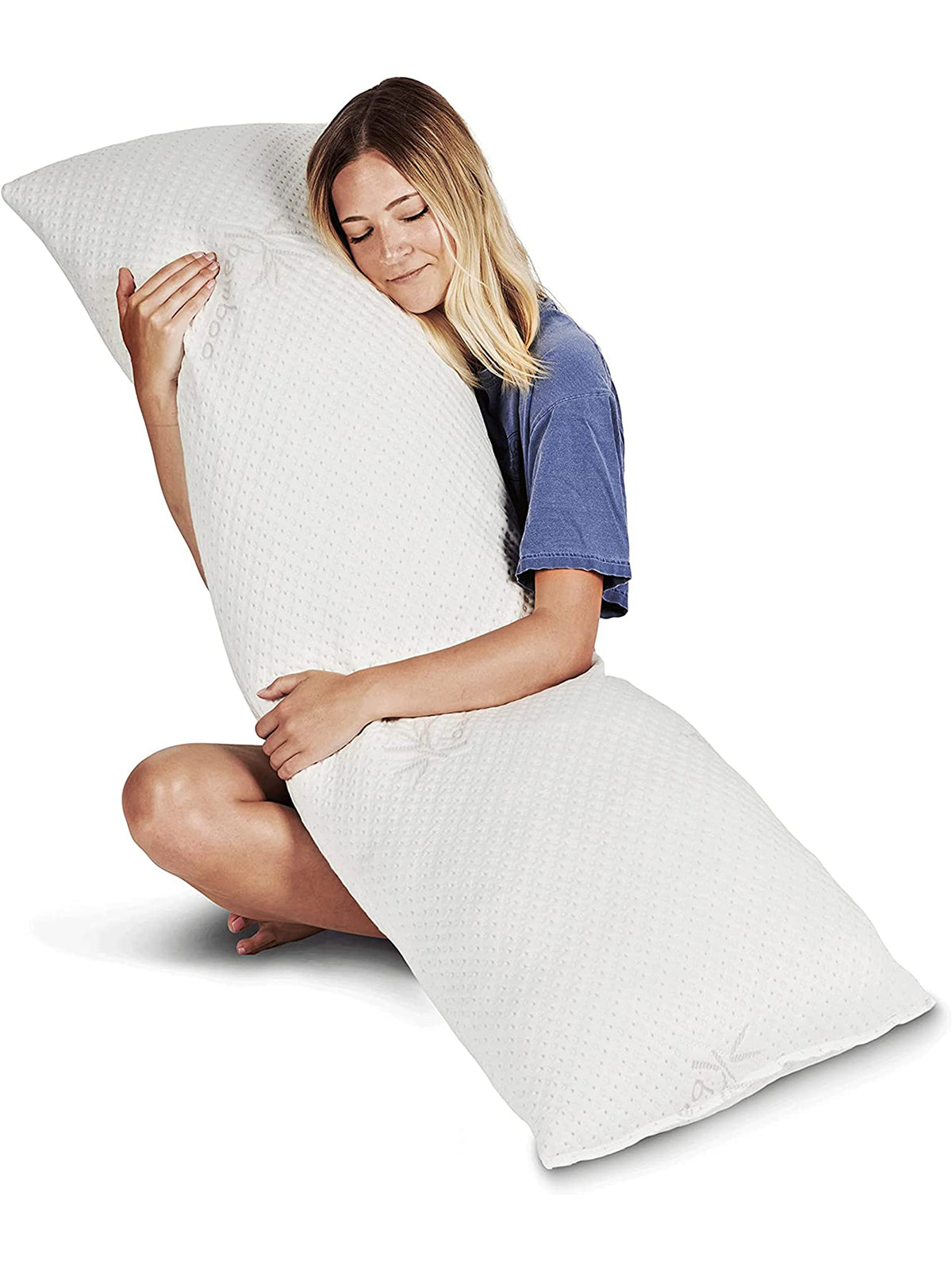 Snuggle-Pedic Body Pillow For Adults - White Pregnancy Pillows W/Shredded Memory Foam - Firm Maternity Side Sleeper Pillow For A