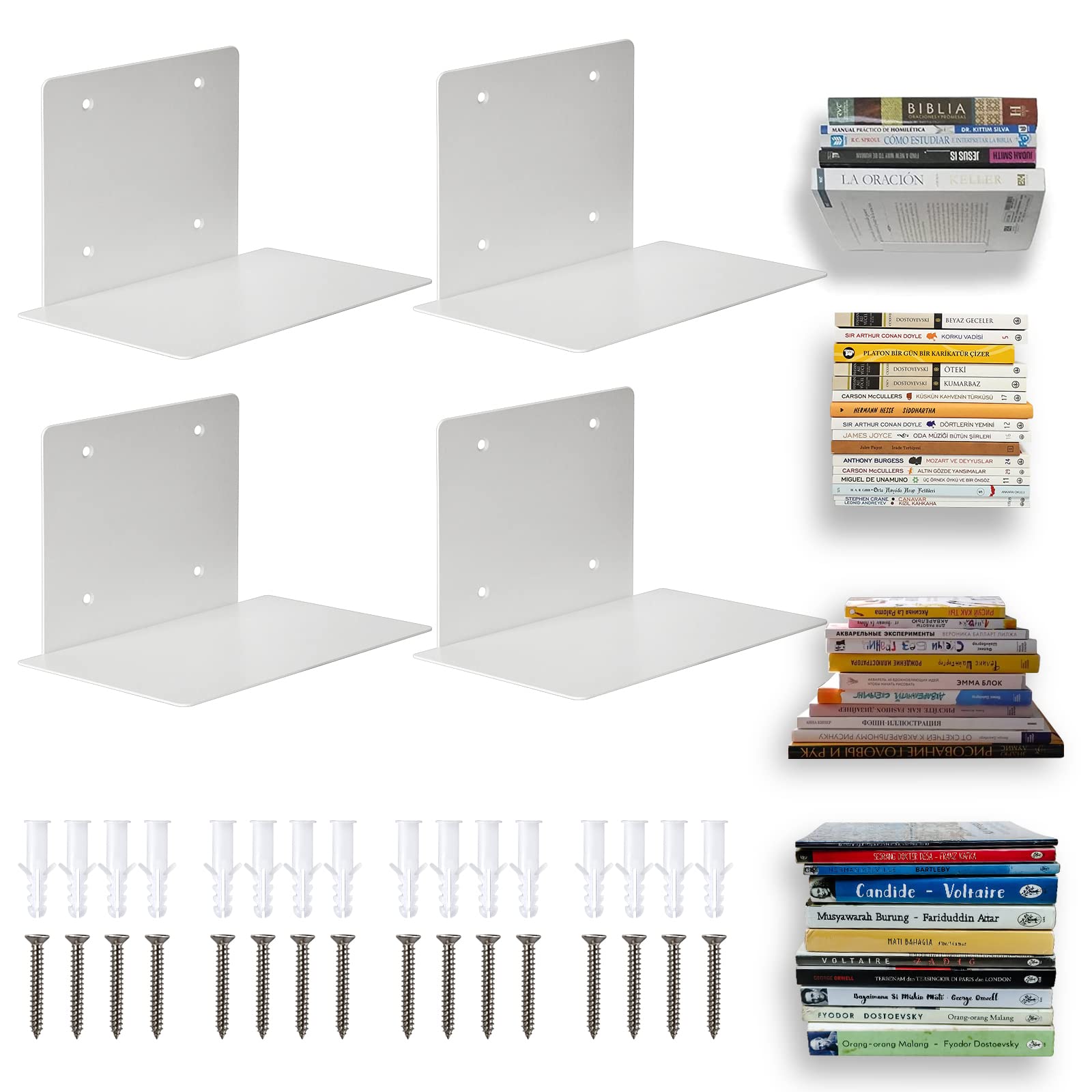 ECOSEAO Floating Book Shelves for Wall, Heavy-Duty Book Organizers, Iron Wall Mounted Shelves for Home Office Classroom Library,