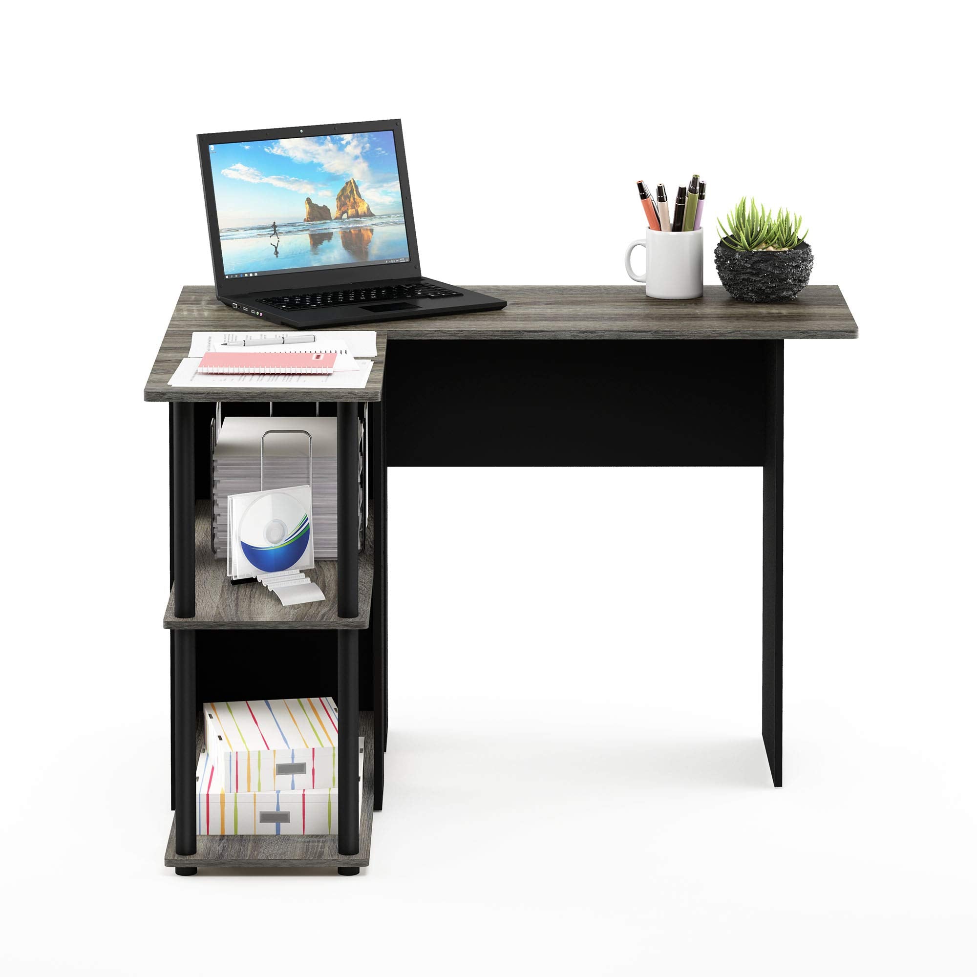 Furinno Abbott L-Shape Computer Desk With Bookshelf - Thumbnail 2