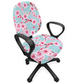 Ambesonne Cherry Blossom Office Chair Slipcover, Inspirational Seasonal Flower Garden Arrangement in Pastel Color, Protective St