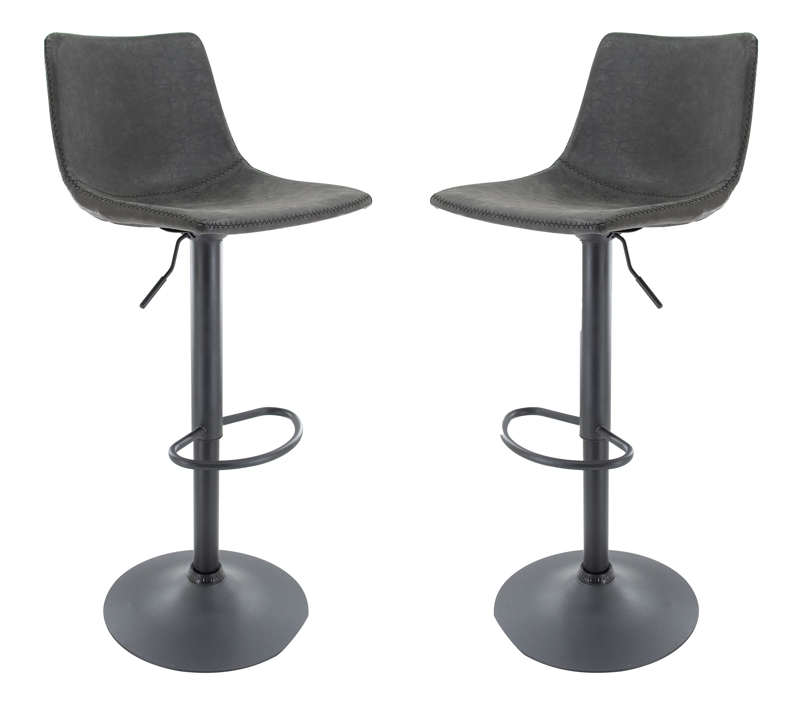 Tilbury Modern Adjustable Bar Stool With Footrest & 360-Degree Swivel Set of 2