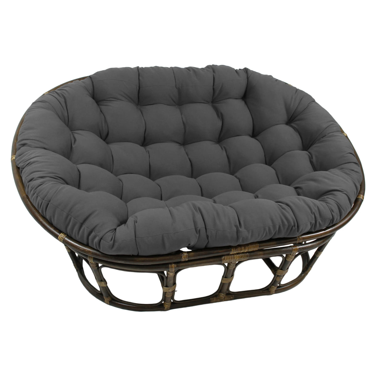 Papasans Unlimited Rattan Double Papasan Chair With Twill Cushion (Grey)