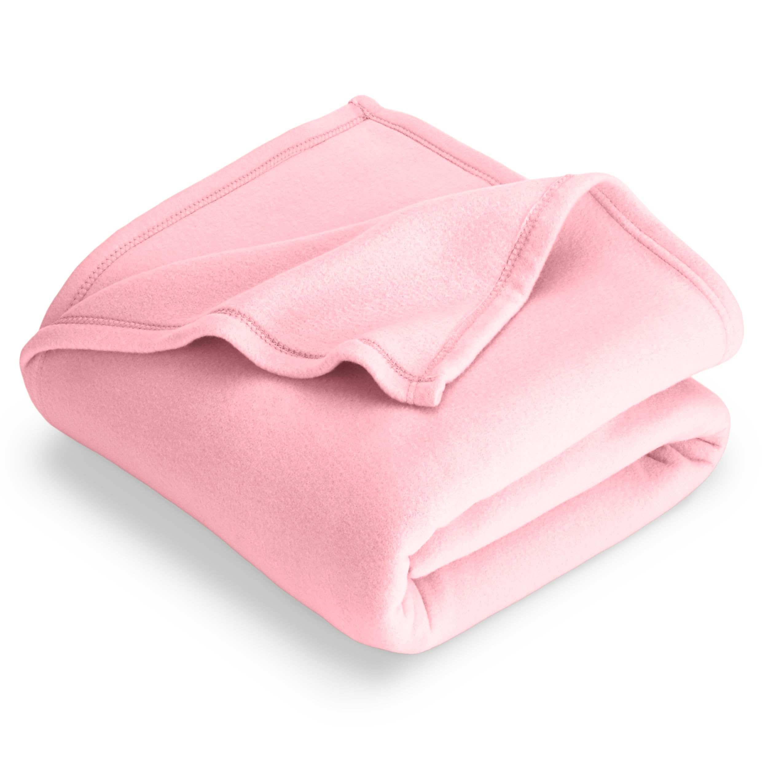 Bare Home Polar Fleece Blanket - Throw Blanket - Light Pink - Warm & Cozy - Premium Fleece Blanket - Blanket for Bed, Sofa, Camp