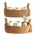 2 pcs Basket for Bathroom, Decorative Toilet Paper Basket  Boho Bathroom Organizer Decor, Jute Cotton Rope Bin with Tassel for 