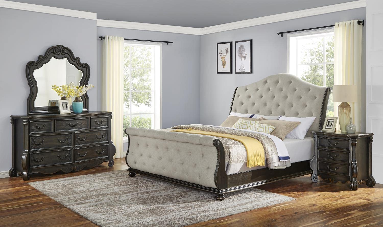 Steve Silver Rhapsody King Sleigh 4-Pc Bedroom Set Rh900Ks4Pc