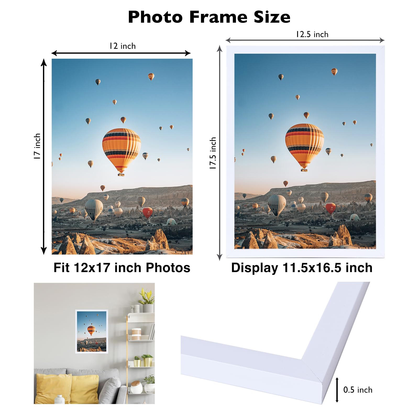 Jcjmy 12X17 White Picture Frame Set Of 6, Horizontal And Vertical Formats For Wall Hanging, 12 X 17 Wall Gallery Poster Photo Fr