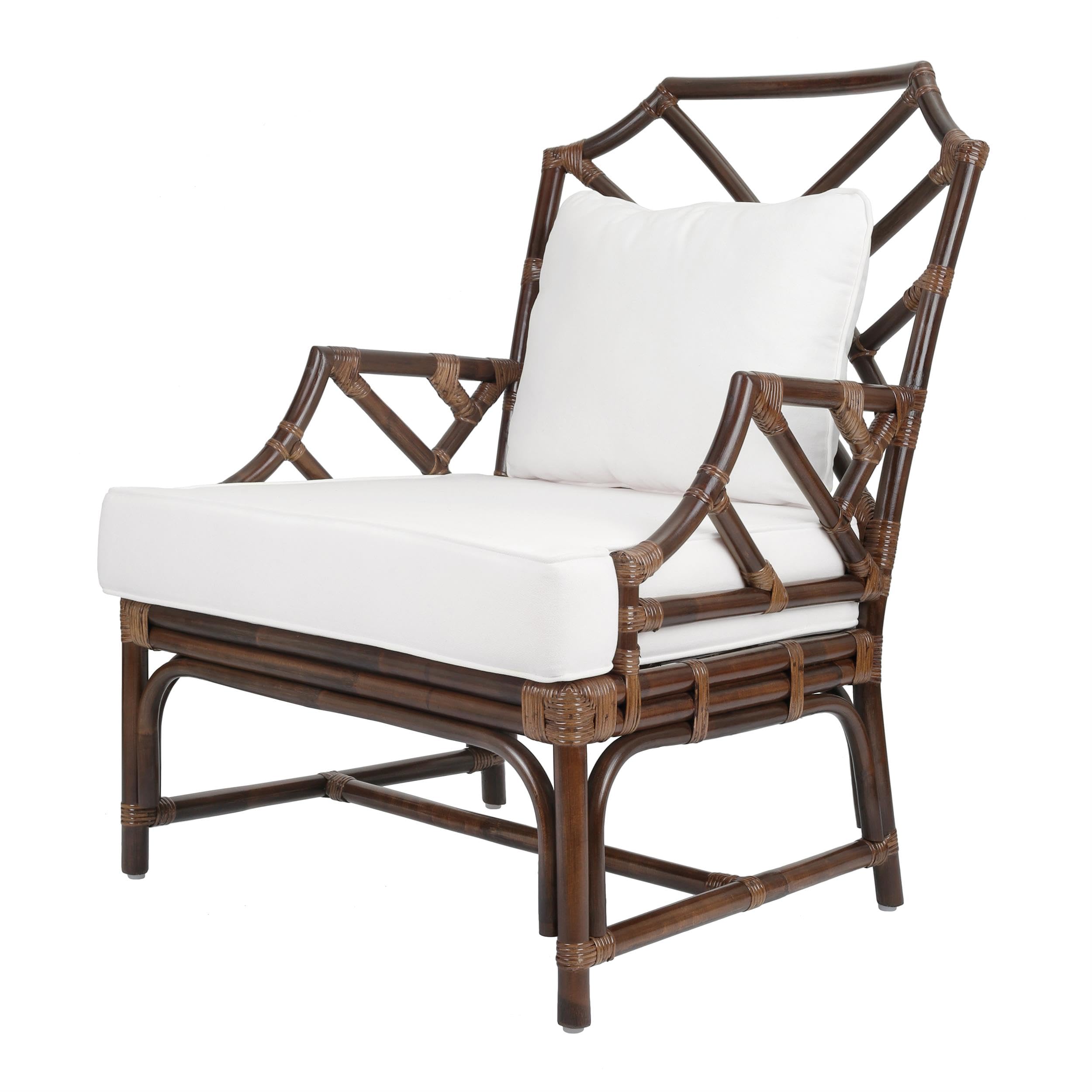 New Pacific Direct Kara 17.5&Quot; Rattan And Cotton Accent Arm Chair In Paloma Brown
