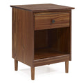 Walker Edison Traditional Wood 1 Drawer Nightstand Side Table Bedroom Storage Drawer and Shelf Bedside End Table, 18 Inch, Walnu