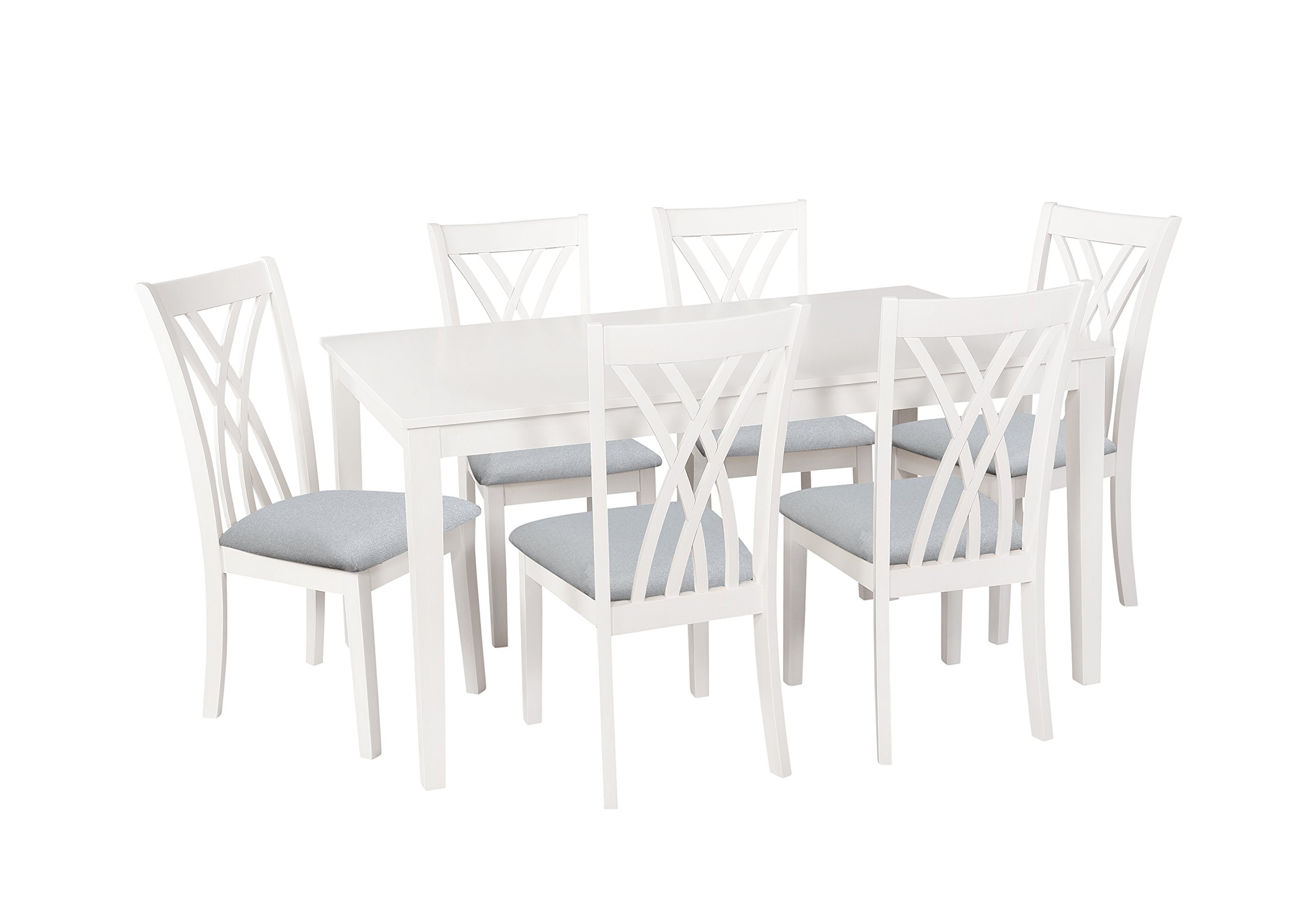 Powell Furniture Linon Maggie Seven Piece Wood Dining Set in White
