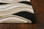 HomeRoots Decor 27-inch X 45-inch Wool Black/Beige Area Rug