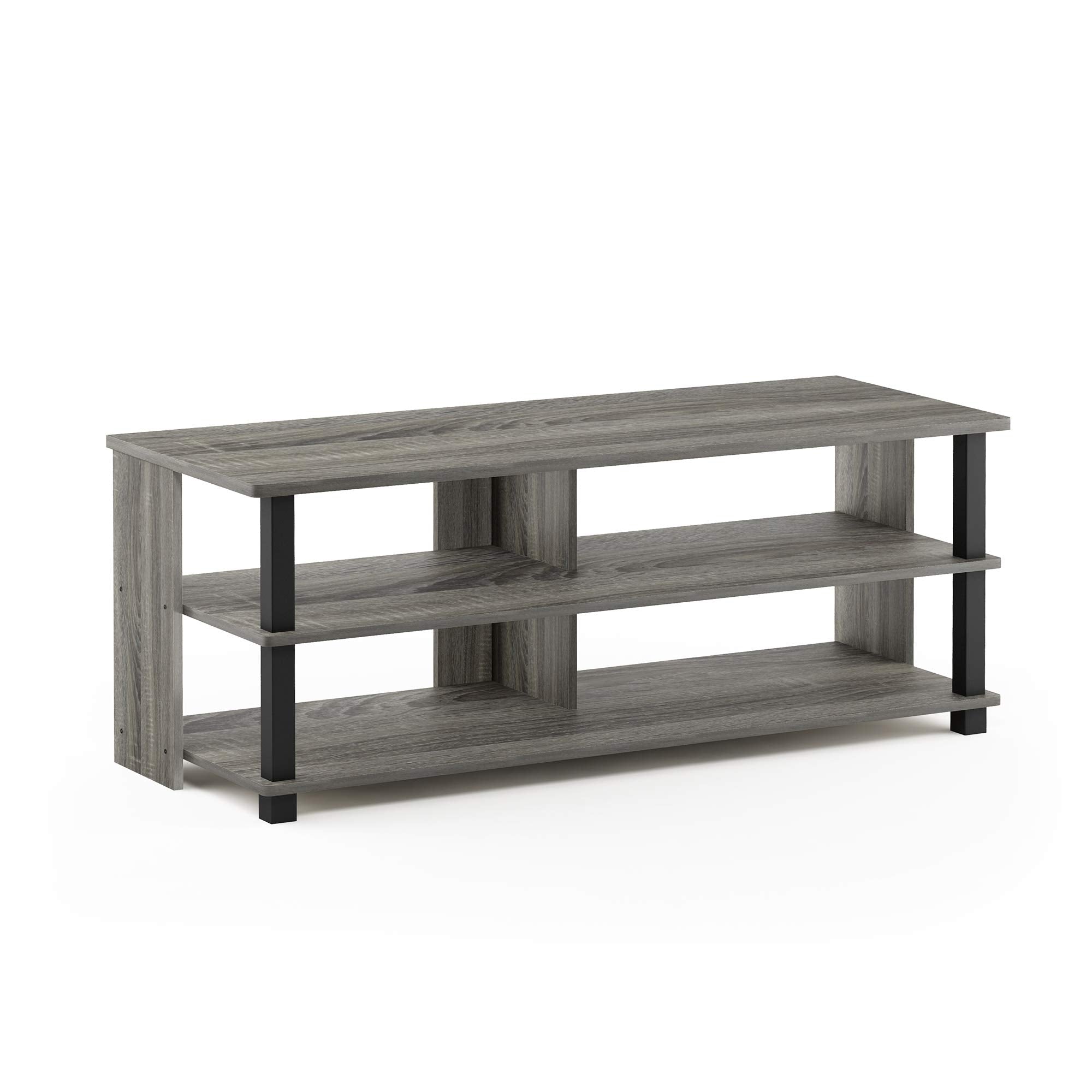 Furinno TurnNTube 3Tier Compact Open Storage Shoe Rack for Closet Entryway, French Oak/Black