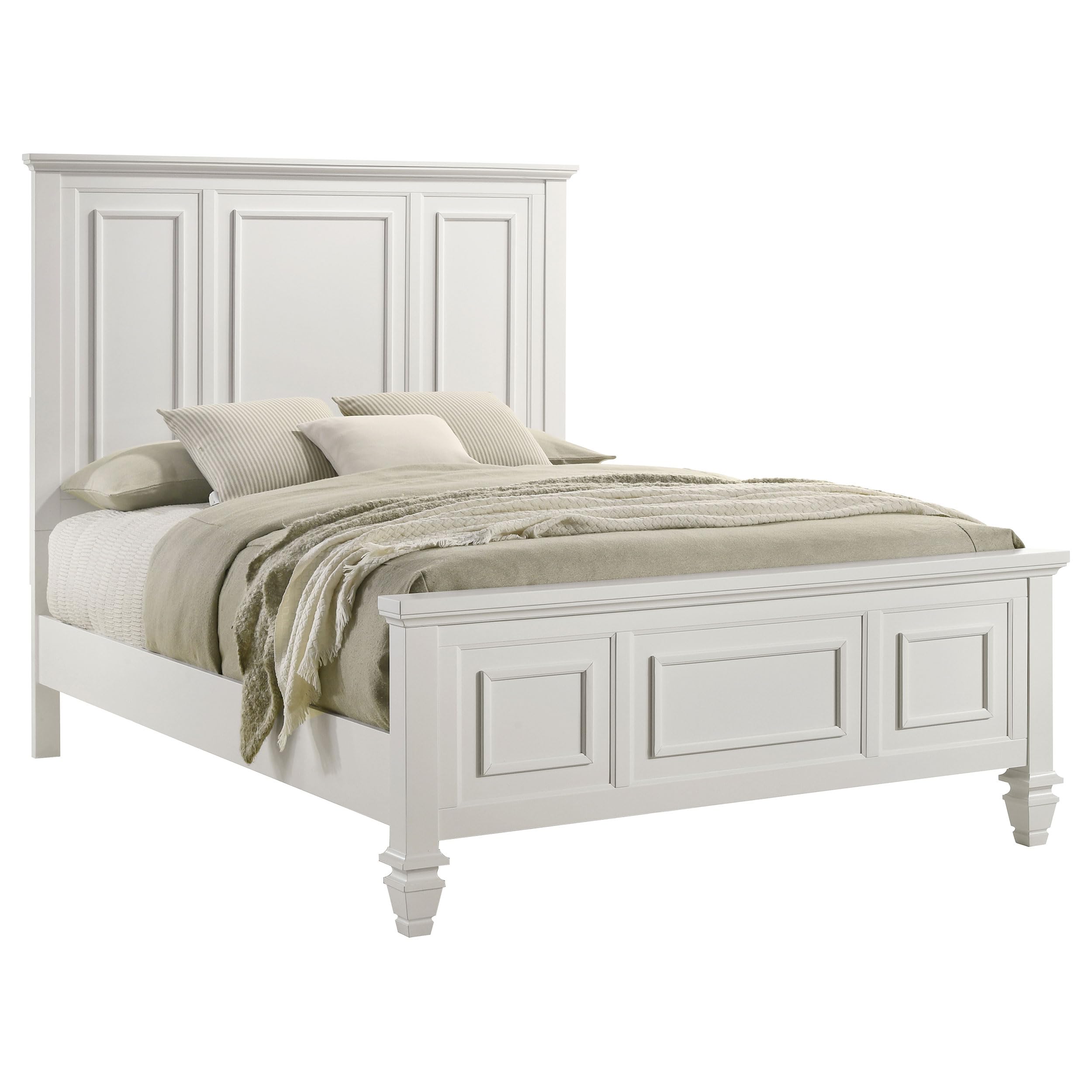 Coaster Home Furnishings Sandy Beach Coastal Wood Queen Size Panel Bed Frame 63-inch Headboard Cream White 201301Q