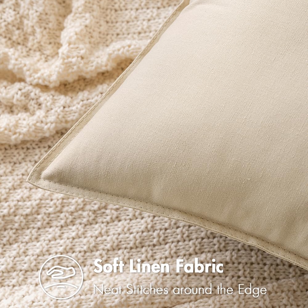 Miulee Pack Of 2 Beige Pillow Covers 26X26 Inch Decorative Couch Throw Pillow Covers Linen Cushion Covers Set Modern Farmhouse Home Decor For Sofa Living Room Bed