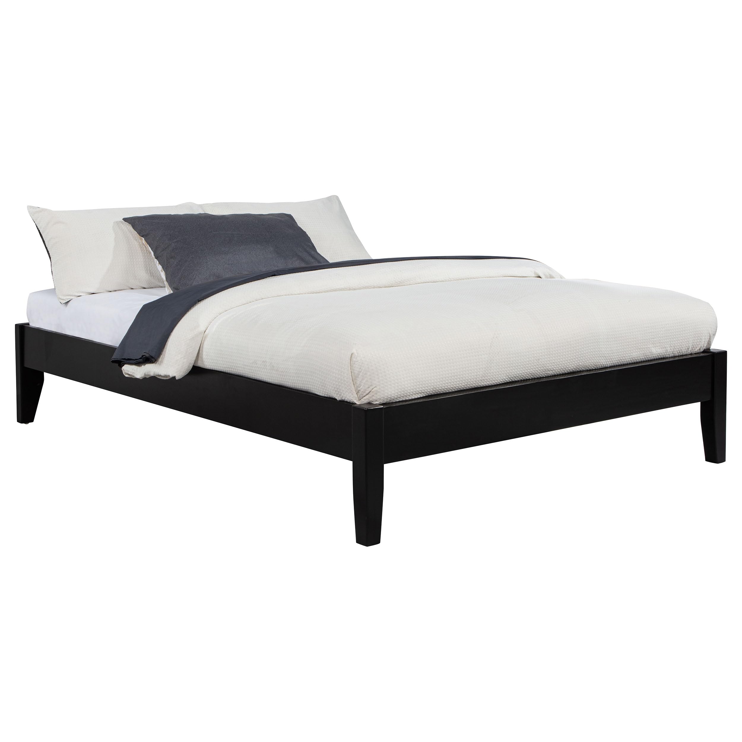 Coaster Home Furnishings Hounslow Contemporary Full Size Pine Wood Platform Bed Frame Headboard Compatible Bed Base Black 306129F