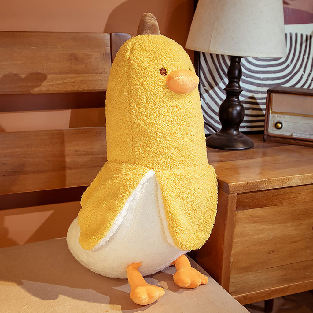Peach Cat Banana Duck Plush Toy Cute Plushie Hugging Plush Pillow Duck Stuffed Animal For Girls And Boys Yellow 35.4'