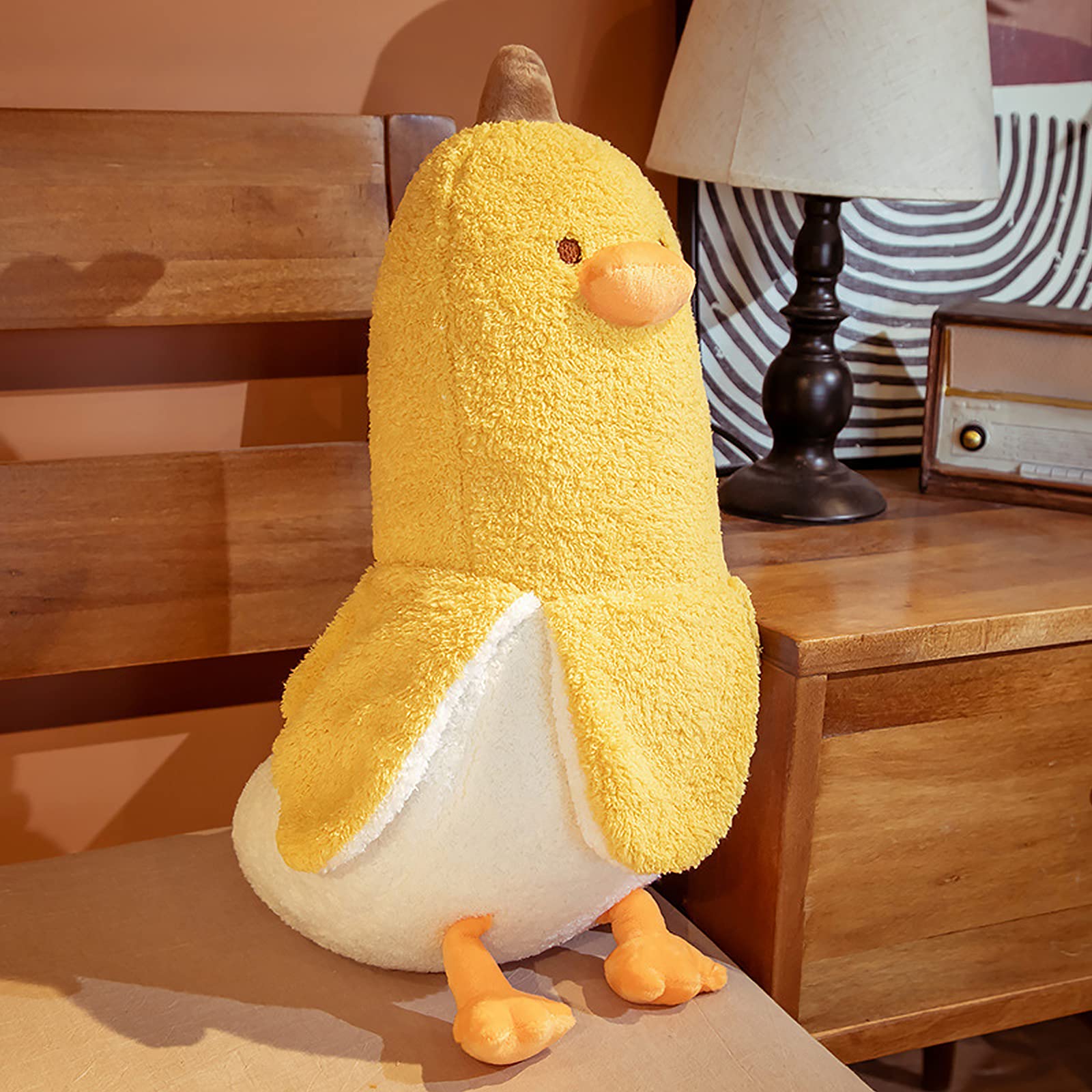 Peach Cat Banana Duck Plush Toy Cute Plushie Hugging Plush Pillow Duck Stuffed Animal For Girls And Boys Yellow 35.4'