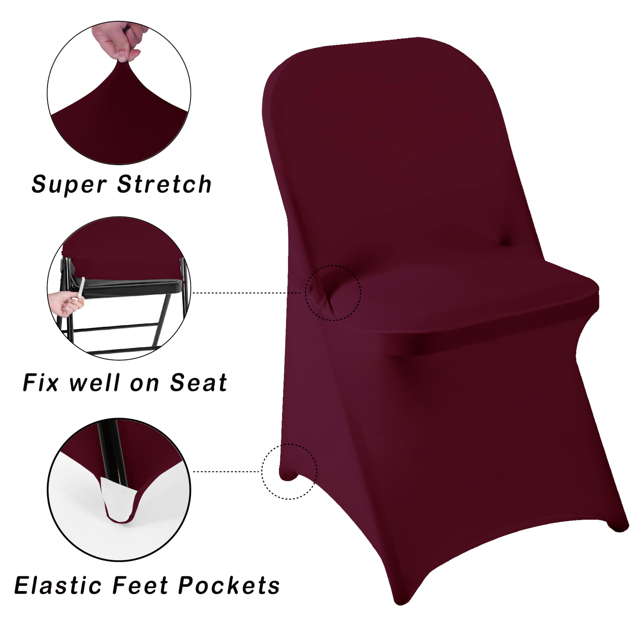 Eccwai 36 Pcs Waterproof Stretch Spandex Folding Chair Covers, Dining Room Chair Slipcovers Protector For Wedding, Banquet, Part