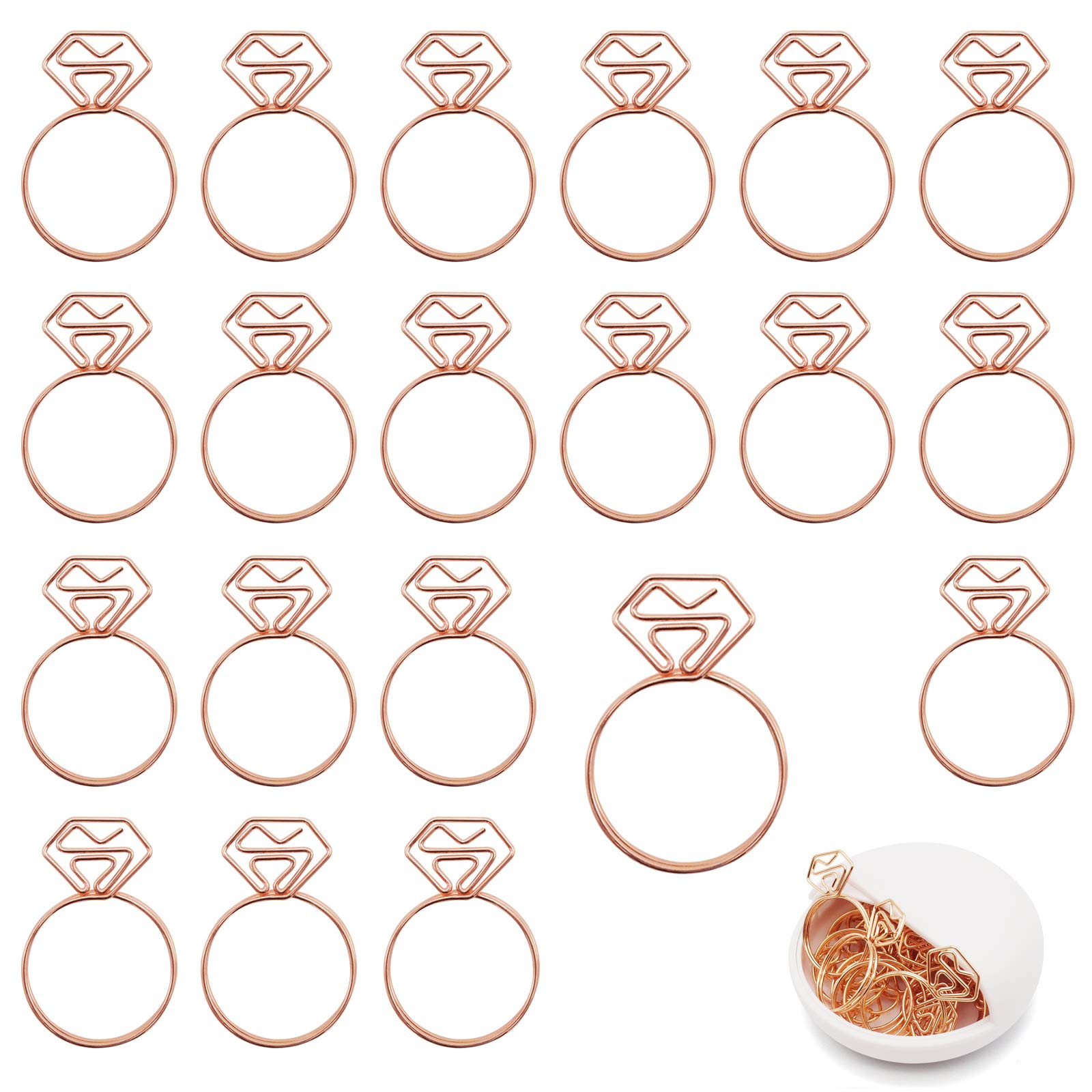 Diamond Ring Shape Paper Clips, Cute Small Paperclips - Funny Metal Bookmark Note Mini Page Marker For Office School Wedding Par