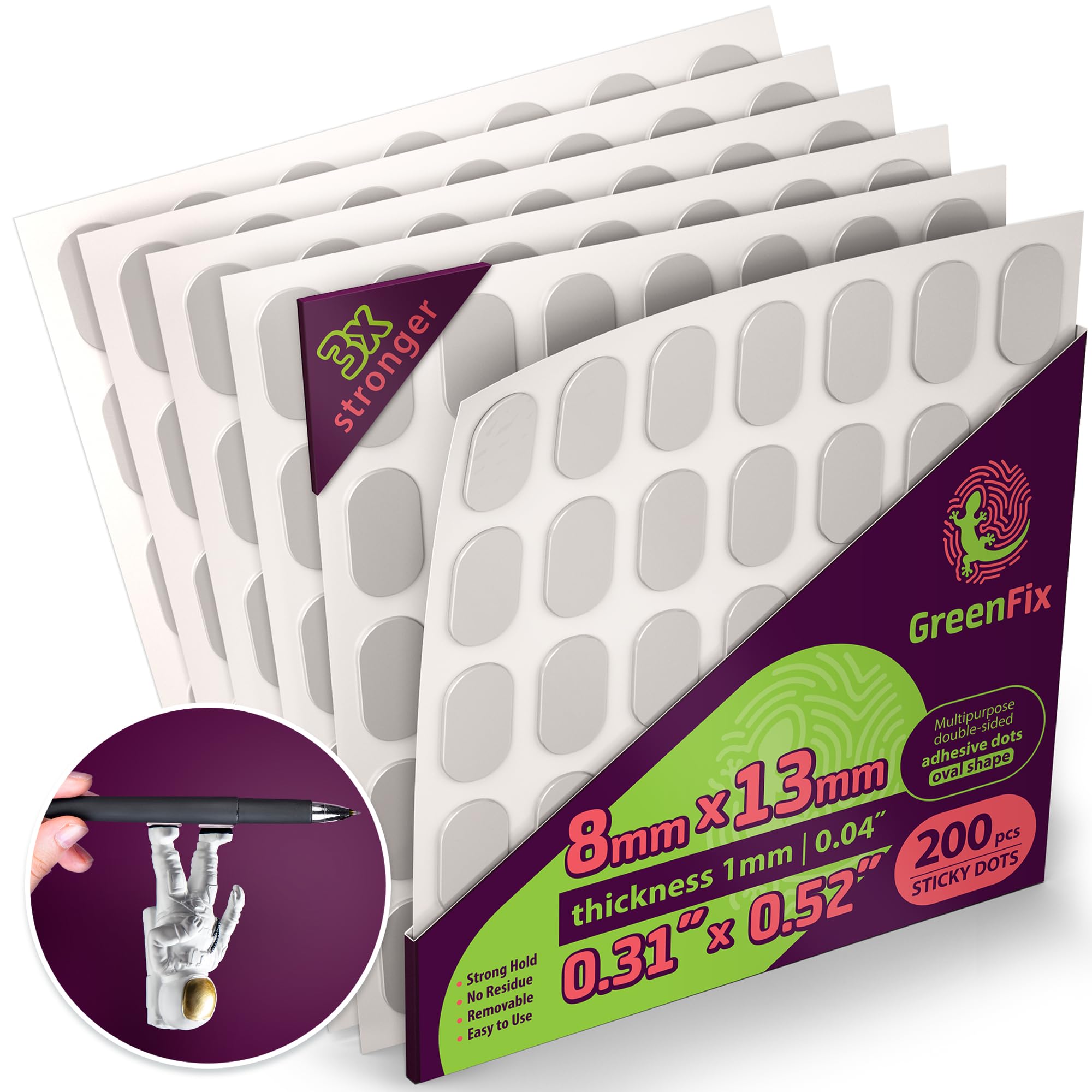 Greenfix Gel Adhesive Dots 200Pcs - Sticky Dots Clear Double Sided Removable - Sticky Tack For Collectibles & Figurines, Home De