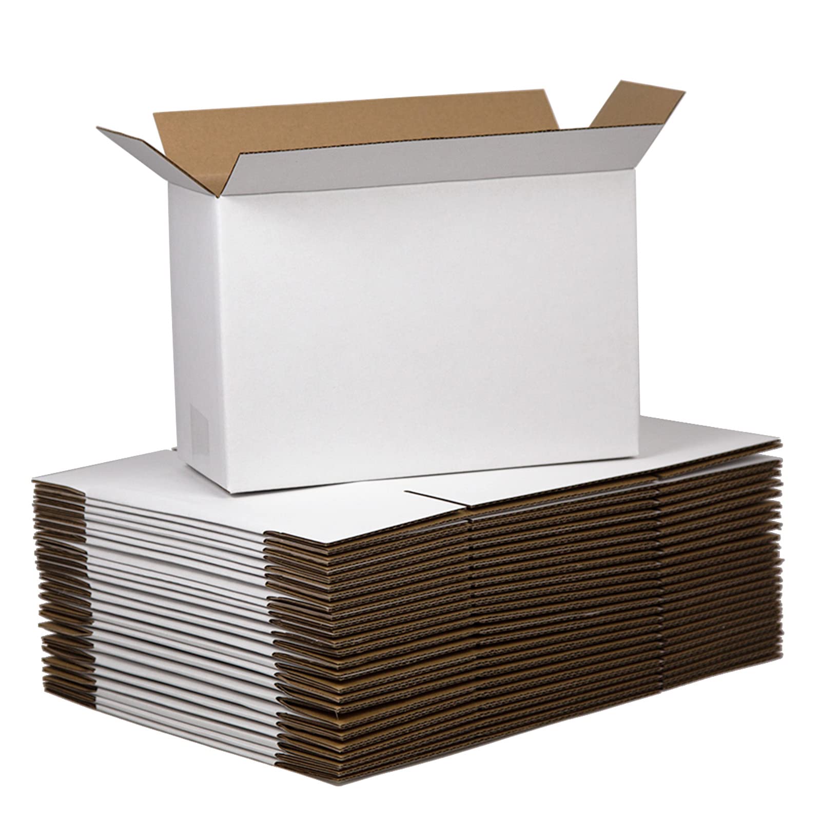 Sodissa 12X8X5 Inches Shipping Boxes, White Corrugated Cardboard Boxes For Small Bussiness, 25 Pack