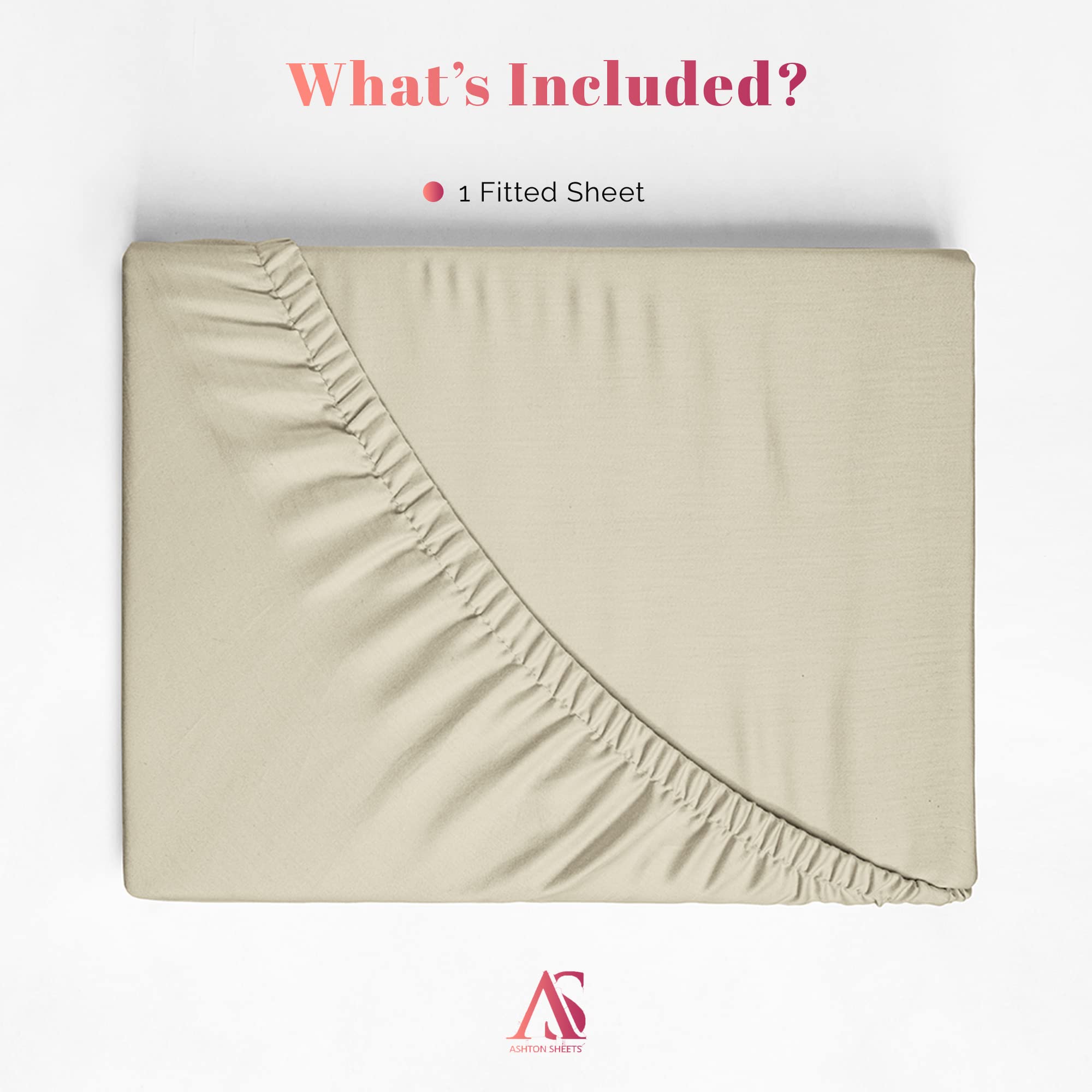 Ashton Sheets Luxury Egyptian Cotton King Fitted Sheet Only - 1000 Thread Count Deep Pocket King Fitted Sheet, Extra Long Staple