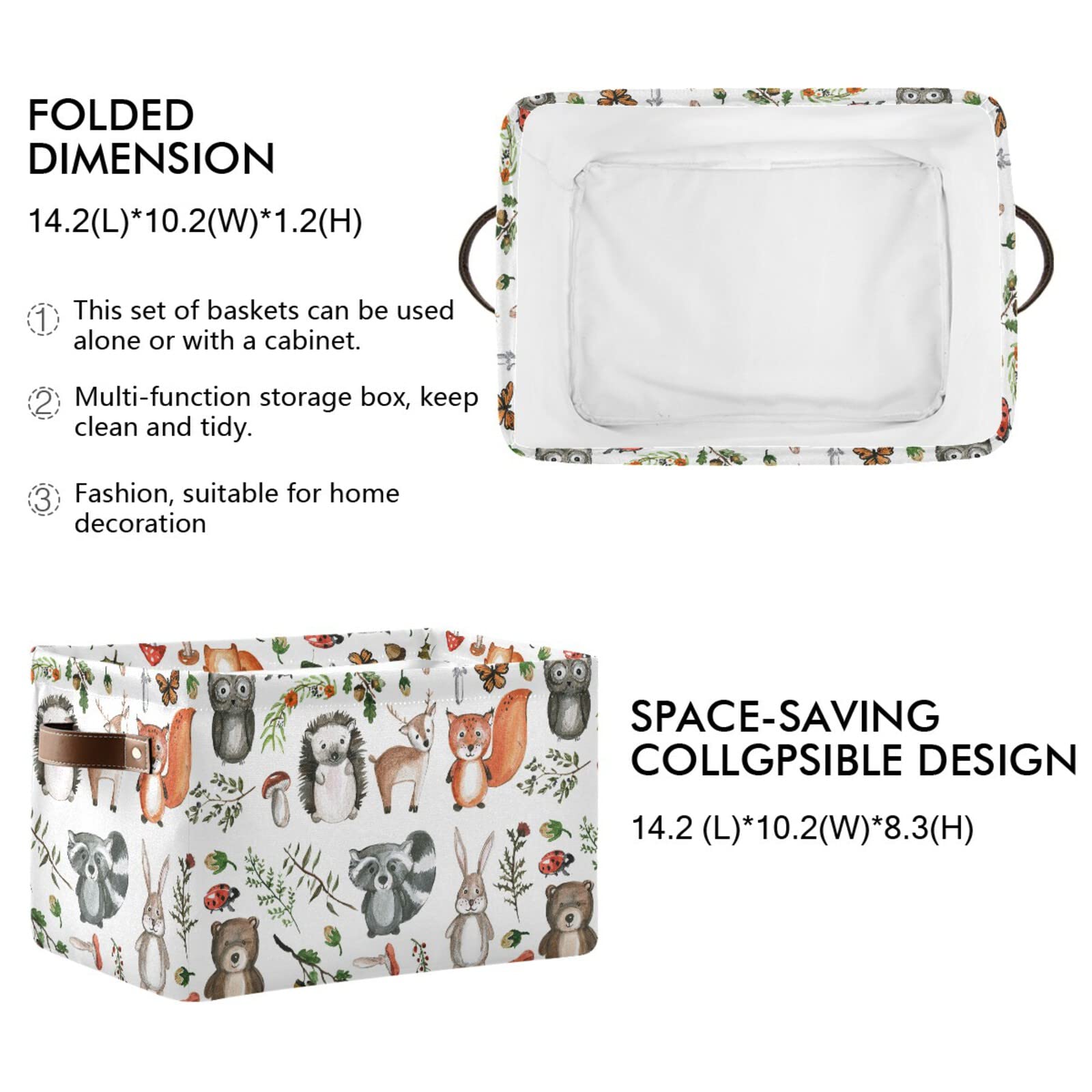 Senya Storage Bin Basket 1 Pcs Large Foldable Clothes Bag Collapsible Fabric Laundry Hamper Folding Washing Bin (Rectangle-Cute