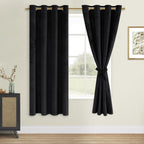 DWCN Velvet Blackout Curtain Panels - Black Grommet Top Tieable Thermal Insulated Bundleable Window Treatment Set Home Decor Mod