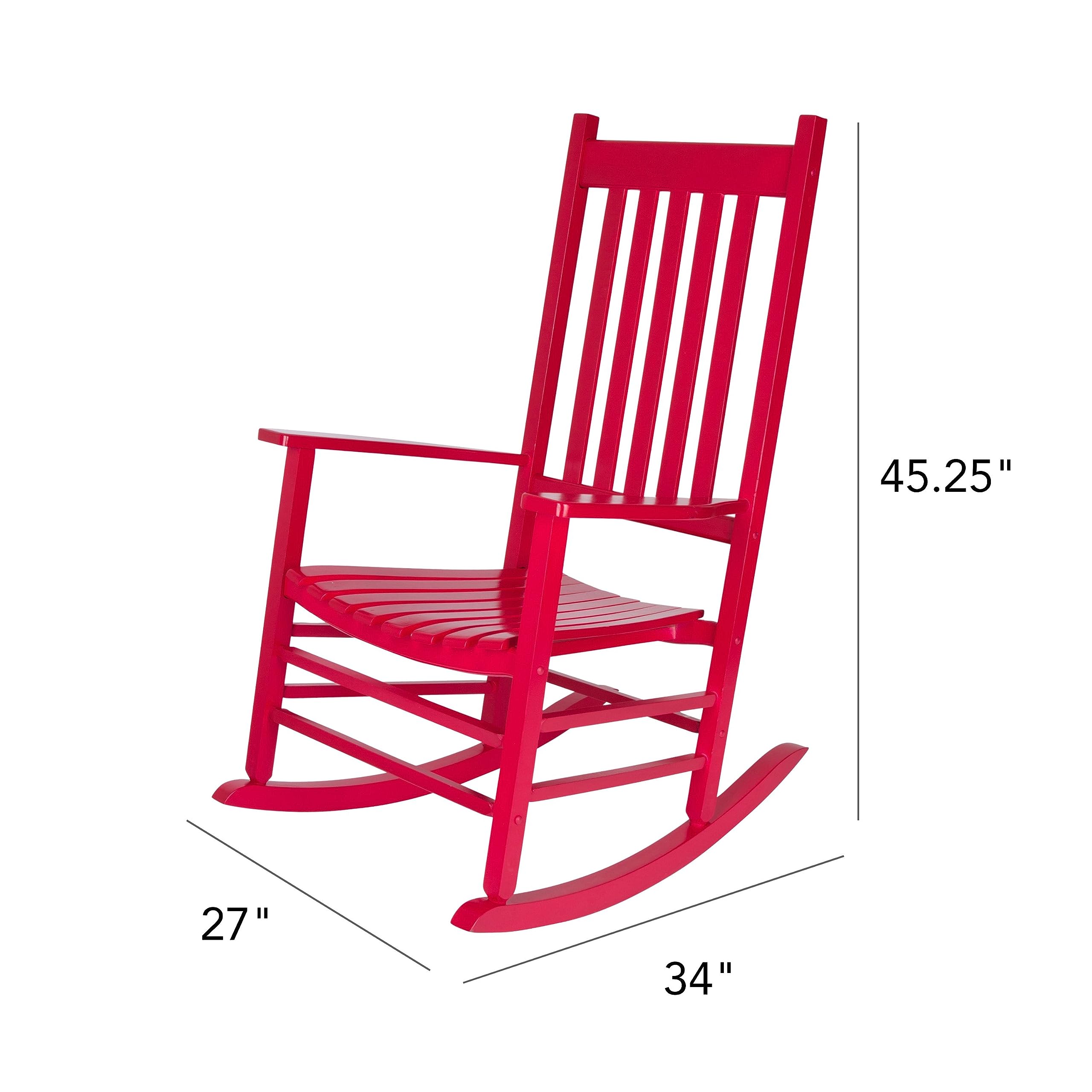 Shine Company Vermont Porch Rocker, High Back Wood Rocking Chair, Chili Pepper