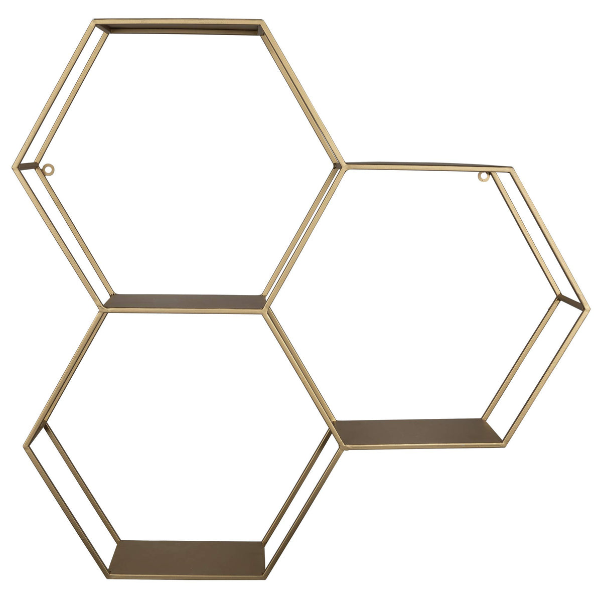 HomeRoots 100% Metal Golden Honeycomb Trio Wall Shelf