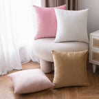 Emema Pack Of 2 Velvet Pillow Covers Decorative Square Pillowcase Soft Solid Cushion Case For Sofa Bedroom Car 16X16 Inch White