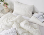 Cupocupa King Size Comforter Set;White Boho Tufted Lightweight Bedding Sets 3Pcs Soft Jacquard Pom Pom Comforter With 2 Pillow C