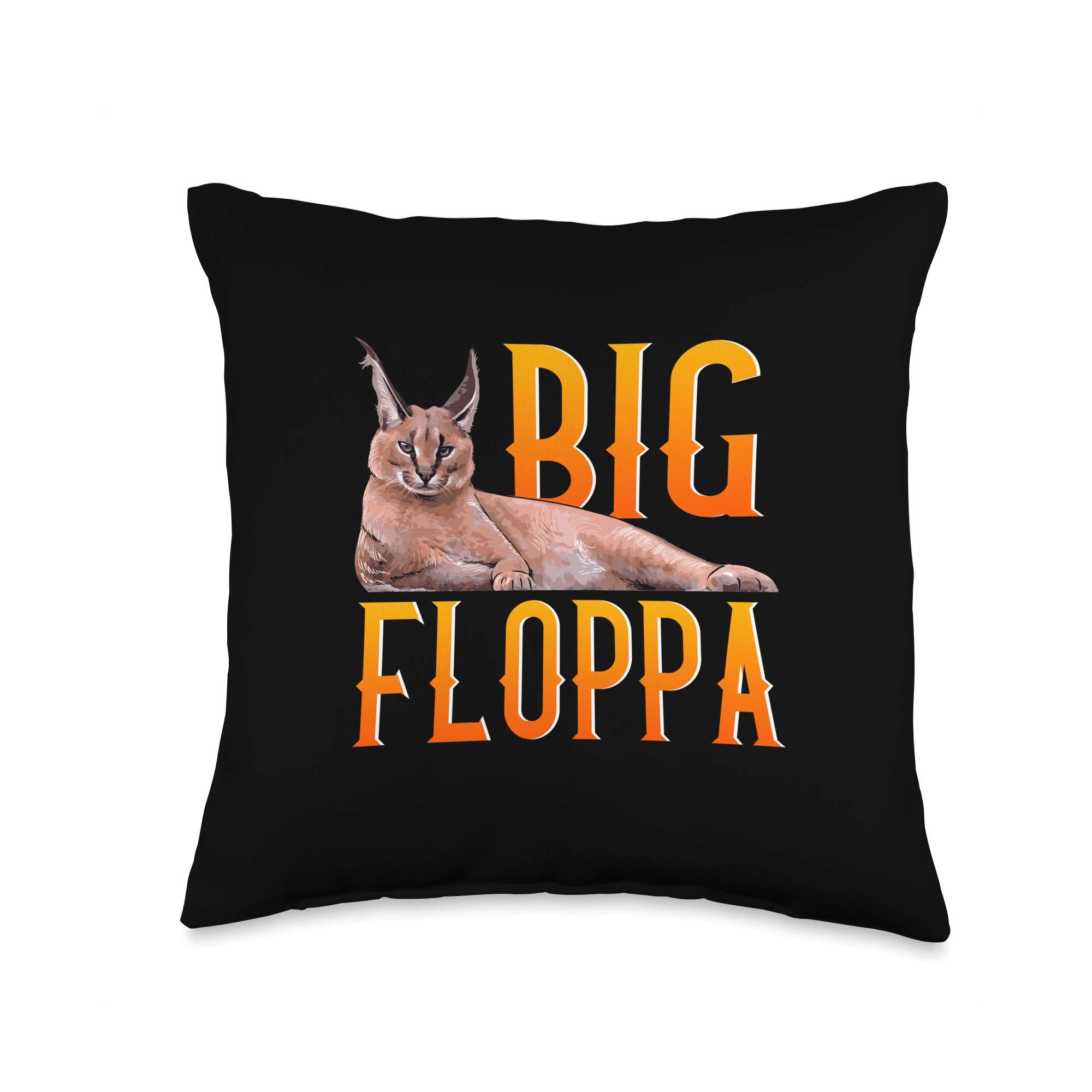 Big Floppa Meme Cute Caracal Cat Throw Pillow