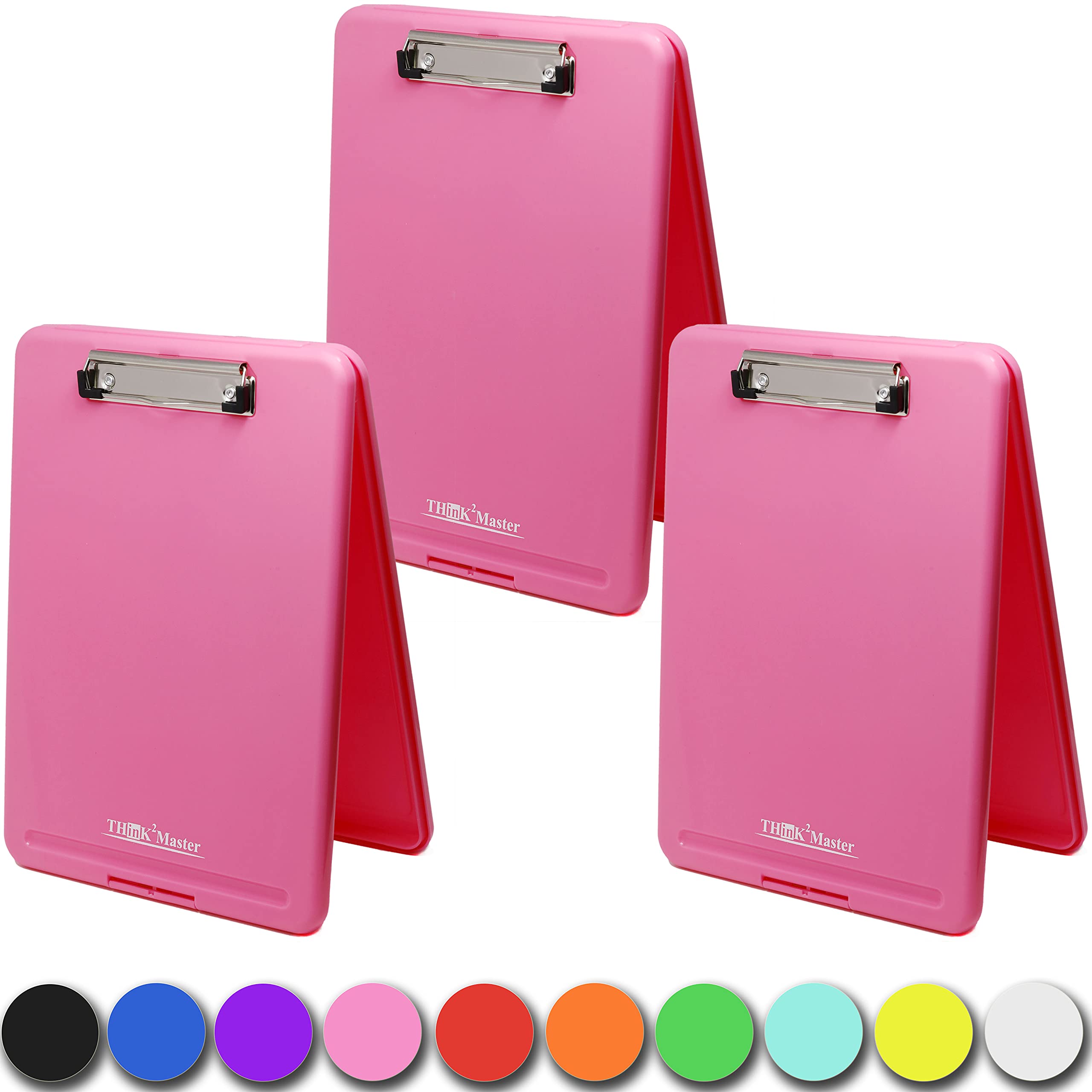 Think2Master [3 Pack] Pink Plastic Storage Clipboard. | 25% Heavier & Sturdier| Heavy Duty And Wont Flex Like Other Brands (Comp