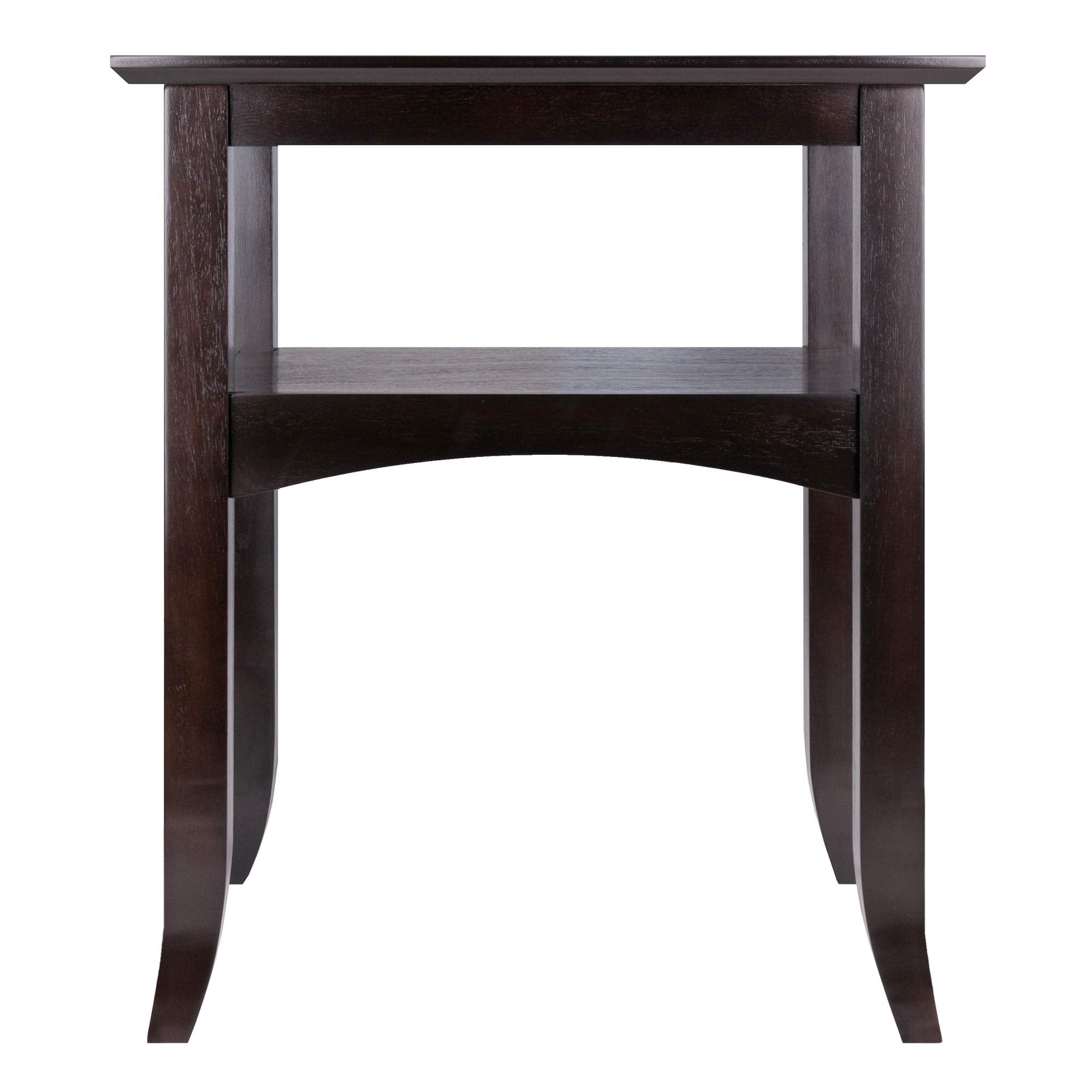 Ergode Wood Camden End Table - Coffee Finish, Solid Wood Construction, Stylish Flared Legs, Lower Shelf for Storage, Easy Assembly - 22.4' W x 17.3' D x 25.9' H