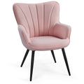 Yaheetech Accent Chair, Modern and Elegant Armchair, Linen Fabric Vanity Chair, Living Room Chair with Metal Legs and High Back 