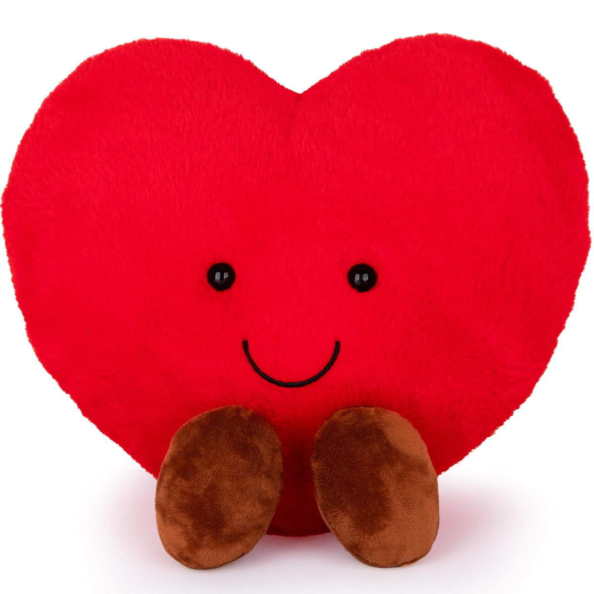 Artcreativity Large Heart Stuffed Animal - Soft Love Heart Plush Toy With Smile And Little Brown Feet - Stuffed Red Heart Toy -